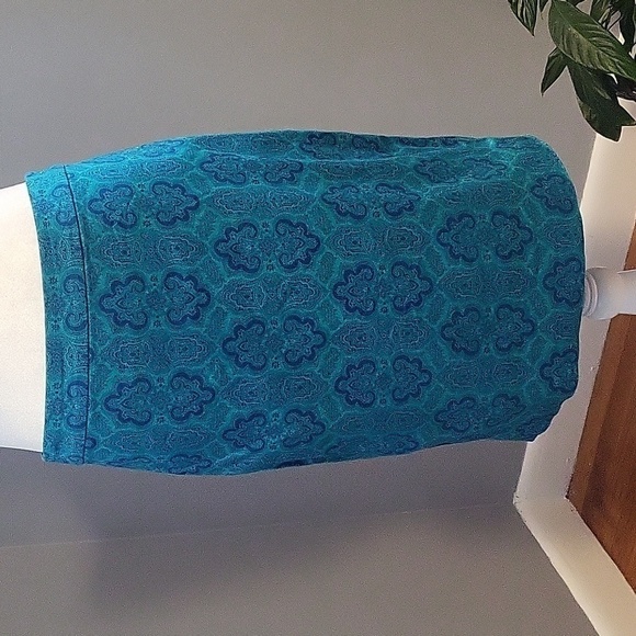 J. Crew - The Pencil Skirt - Turquoise & Blue Paisley Back Zip Pencil Skirt Sz 2 - Picture 1 of 8